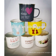 different color design enamel milk cup with C handle